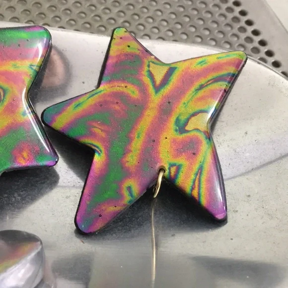 🖤Big Star clip earrings - Picture 5 of 17